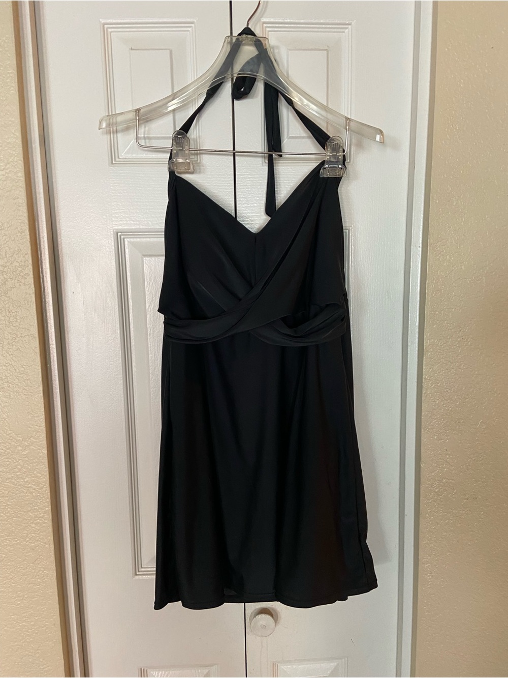 Black Halter Twist Front Bathing Suit